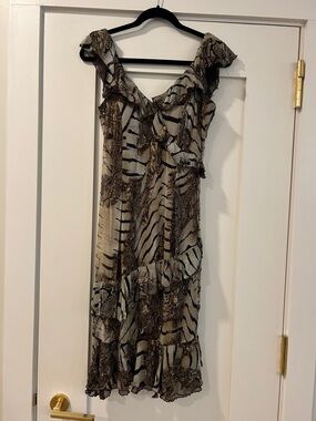 Alberto Makali Animal Print Cocktail Dress w Matching Shawl